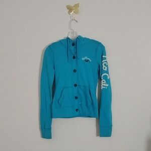 *RARE* Vintage 90s Y2K Hollister Button Up Hooded Cardigan Style Sweatshirt